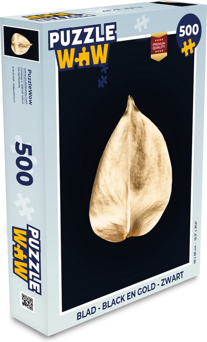 Puzzel Bladeren - Black en gold - Zwart - Goud - Luxe - Legpuzzel - Puzzel 500 stukjes