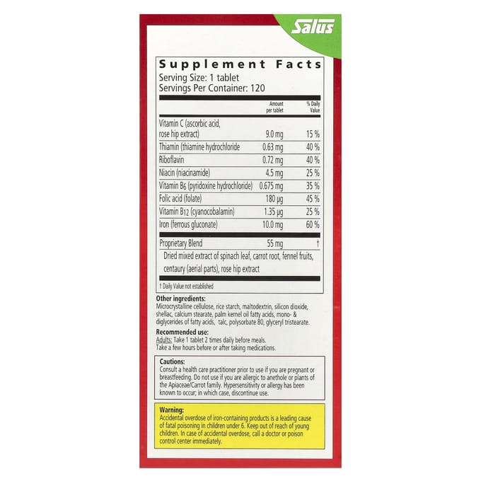 Floradix, Floradix, IJzertabletten, 120 Tabletten