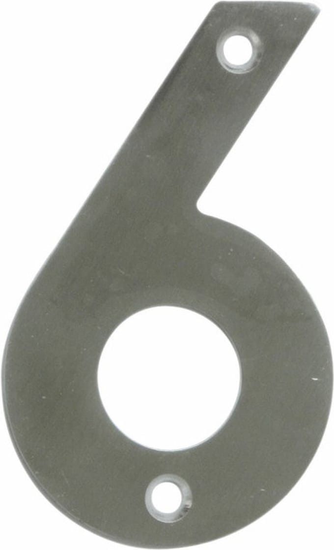 AMIG Huisnummer 6 - massief Inox RVS - 10cm - incl. bijpassende schroeven - zilver