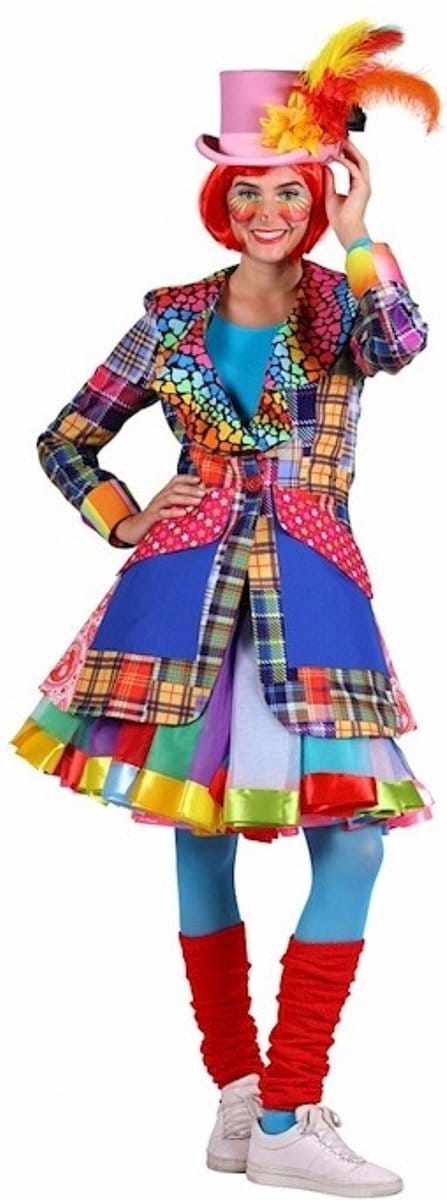 Carnavalsjas Clown Dames - Lange Jas - Volwassen - Maat L