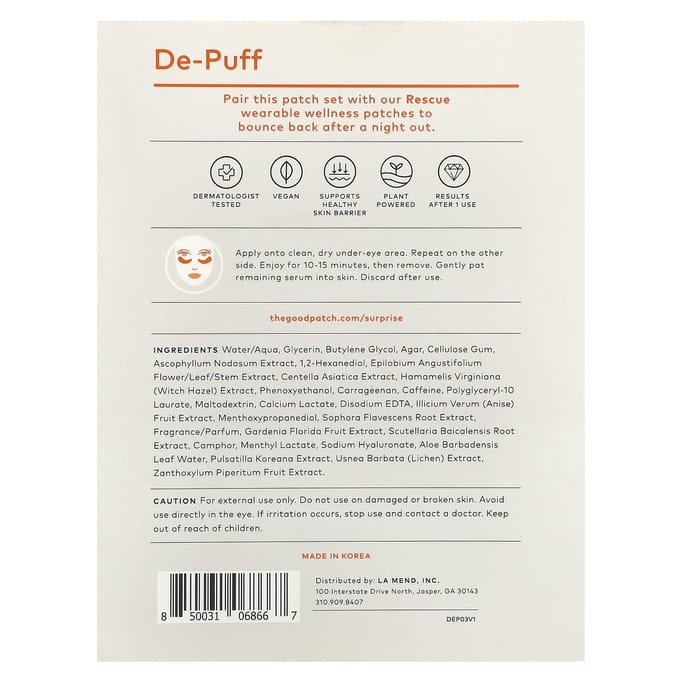 The Good Patch, patch décongestionnant pour les yeux, lot de 3 patchs beige