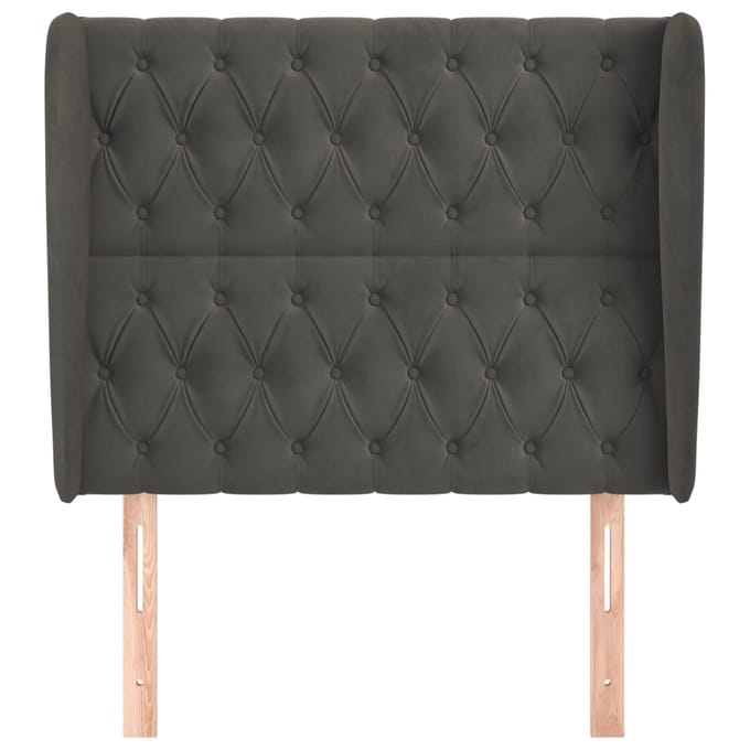 vidaXL - Hoofdbord - met - randen - 103x23x118/128 - cm - fluweel - donkergrijs