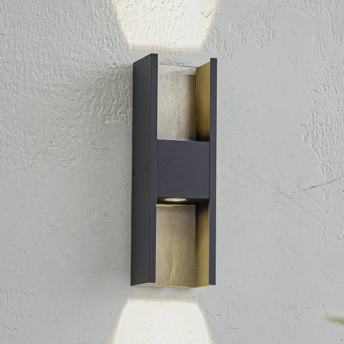 Lucande LED buitenwandlamp Lavrin, zwart/grijs, aluminium