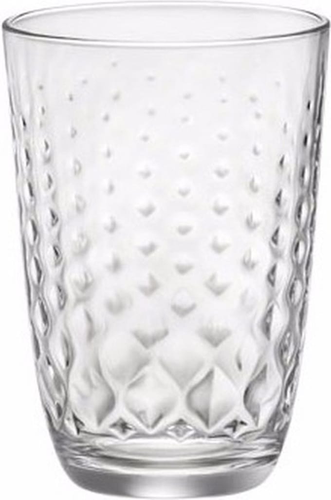 Bormioli Rocco Drinkglazen Glit - 18x stuks - glas - 390 ml - transparant met relief