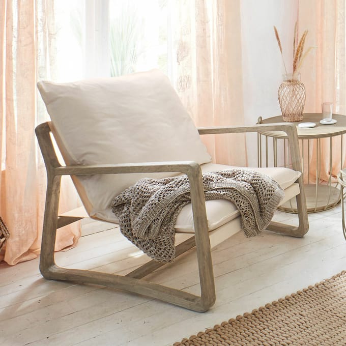 LOBERON Fauteuil Jowna crème/bruin