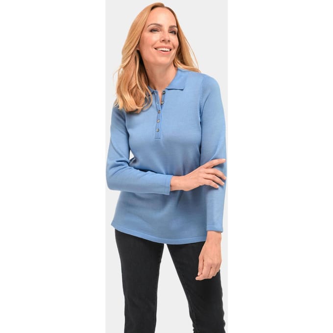 Goldner Poloshirt Glad gebreide trui met overhemdkraag