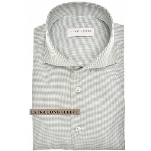 John Miller Overhemd Micro Pattern Extra Long Sleeve Non-Iron Cotton Mouwlengte 7 Groen / male