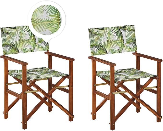 CINE - Tuinstoel set van 2 - Bruin/Cremewit - Polyester