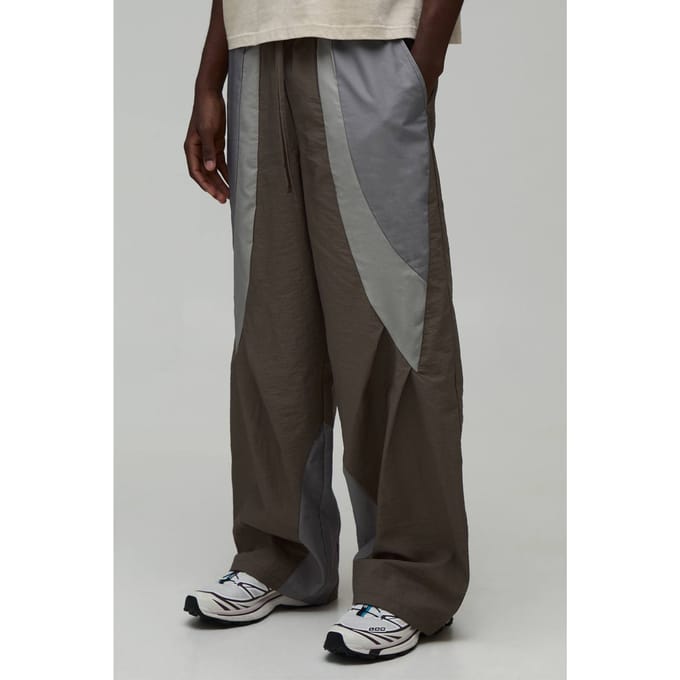 Baggy Fit Colour Block Trainingsbroek | Brown | Size Medium