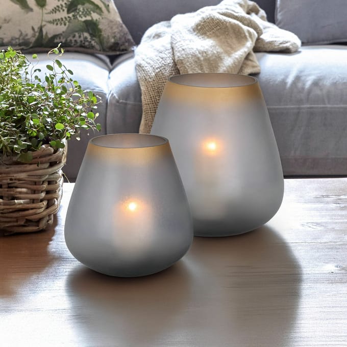 LOBERON Windlicht set van 2 Nilorav blauw