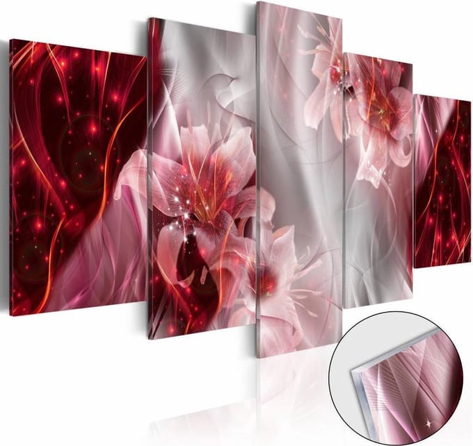 Afbeelding op acrylglas - Orchidee in het rood, , 5luik