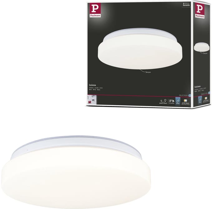 LED-plafondlamp Luiana Schemergestuurde bewegingsmelder (HF) IP44 White Select 1750lm 230V 16,5W dimbaar Wit