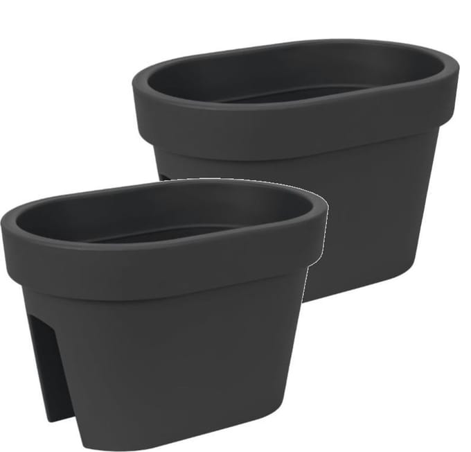 Bloembak Balkonbak Lofly Railing 27x40x25cm ANTRACIET Prosperplast / 2 STUKS ! /
