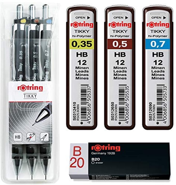 Complete 3-delige vulpotlood set met vullingen en radiator