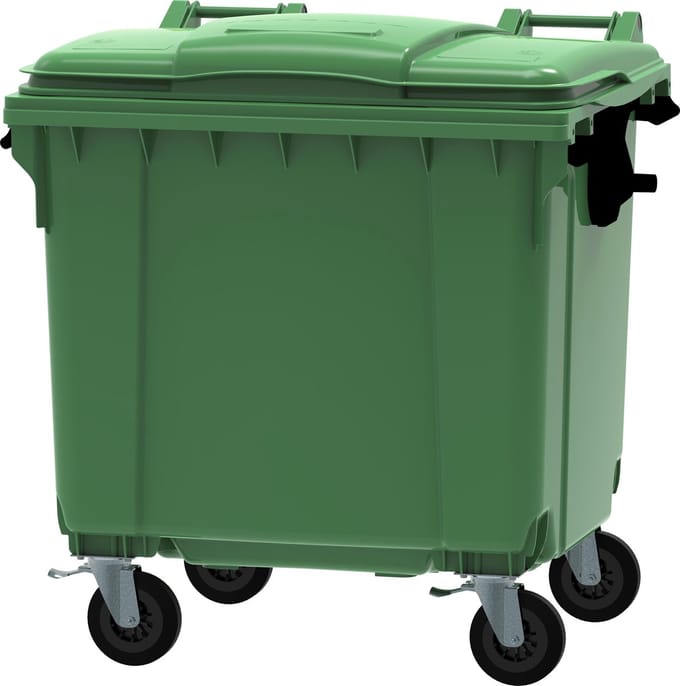 Afvalcontainer 1100 liter groen 4 wielen