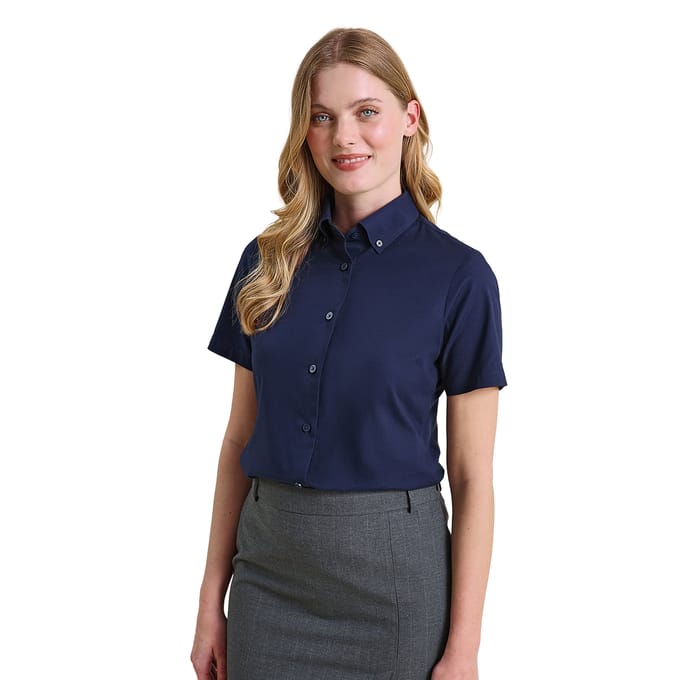 Premier Dames/Dames Supreme Oxford Formeel Overhemd Met Korte Mouwen (Marine)