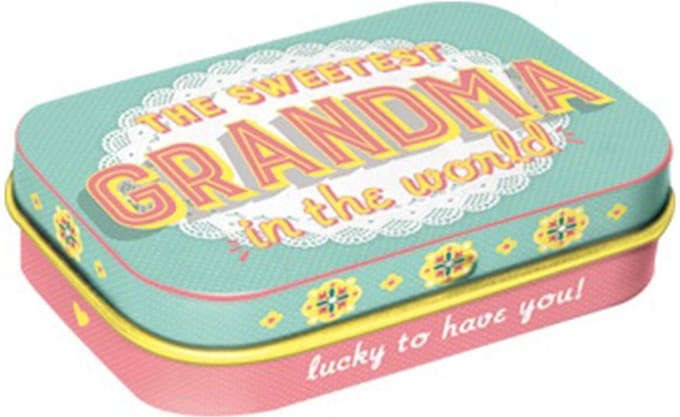 Pepermunt Blik The Sweetest Grandma mint box 4 x 6 cm