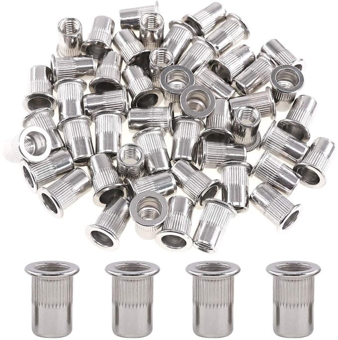 50 Stuks M8 Rvs Platte Kop Draadmoer Insert Nutsert Rivet Set voor Duurzame Bevestiging