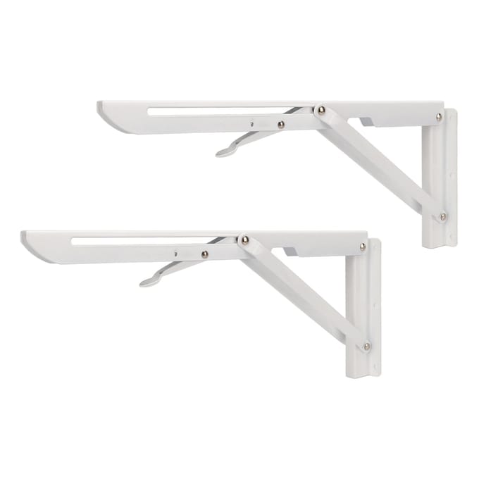 2 stuks Opvouwbare Tafelbeugel Wandmontage Inklapbare Plankenbeugel 34cm 13,39in voor Camper Boot white