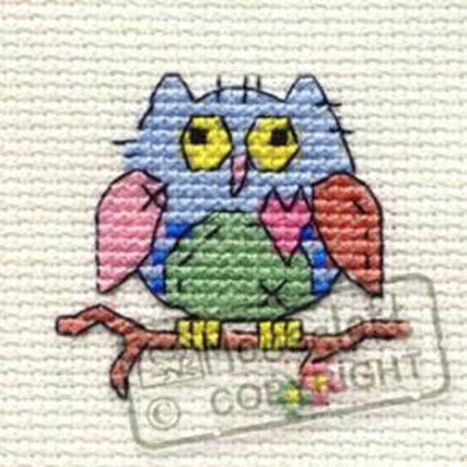 Mini Borduurpakketje Patchwork Uil - Mouseloft
