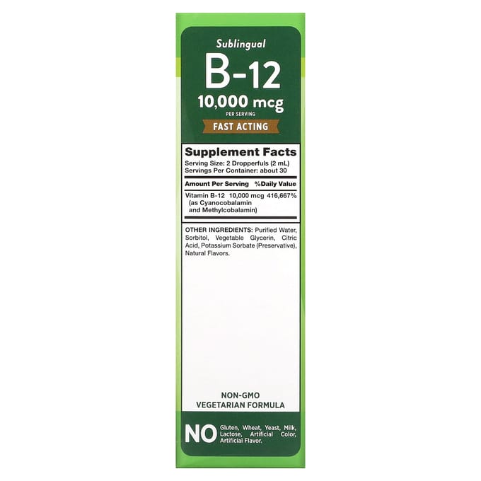 Nature's Truth, Sublinguale B-12, Natuurlijke Bes, 10.000 mcg, 2 fl oz (59 ml)