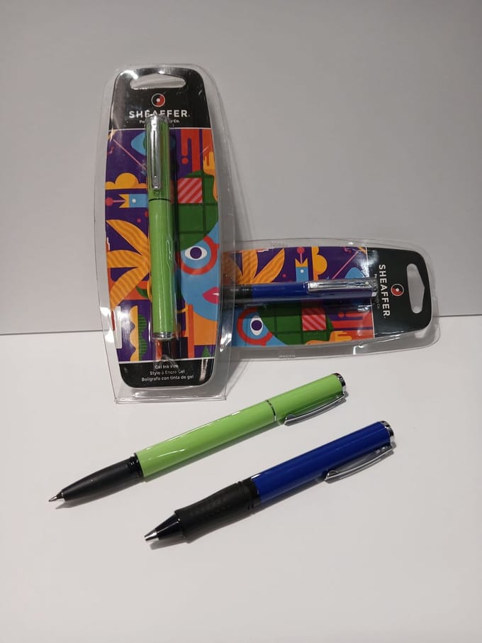 Sheaffer Balpen en Rollerball met Rubber Grip Blauw/Groen Aanbieding!