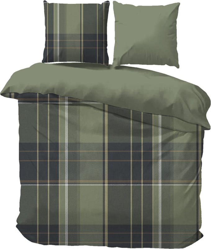 iSleep Dekbedovertrek Mike - Eenpersoons - 140x200/220 cm - Groen