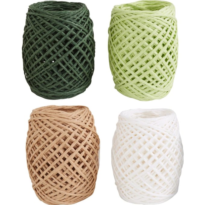 VBS Raffia papieren lint "Natuur", set van 4