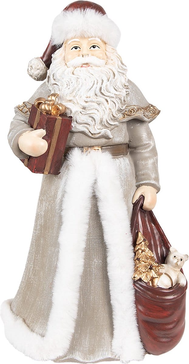 Clayre & Eef Beeld Kerstman 31 cm Grijs Polyresin