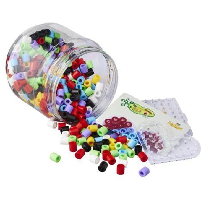 Hama - Strijkkralen Set - 400 Multikleur Kralen - 2 Grondplaten - Vlinder & Vierkant