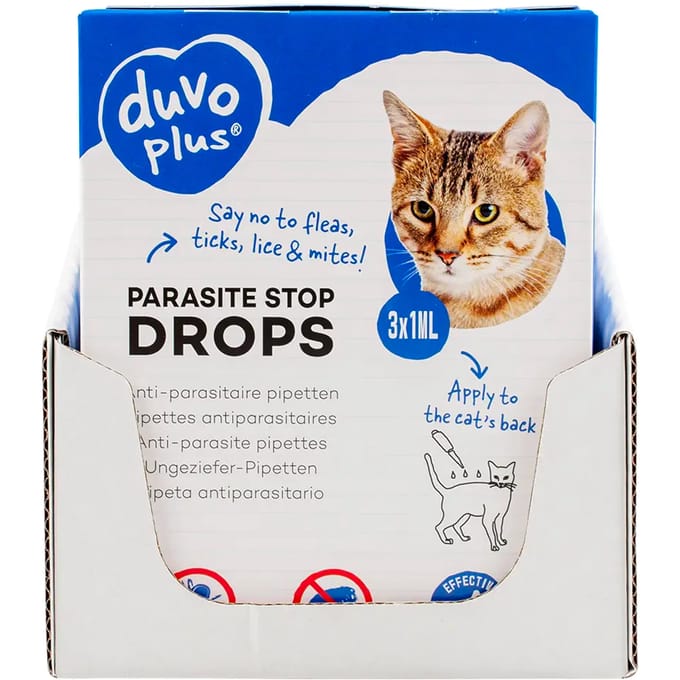 Duvo+ Anti-Parasiet Druppels voor Katten - Vlo & Teek - 3x1ml