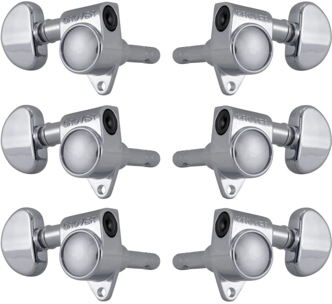 Grover 106C Locking Rotomatics, Round Button,3+3, Chrome Gitaar stemmechanieken