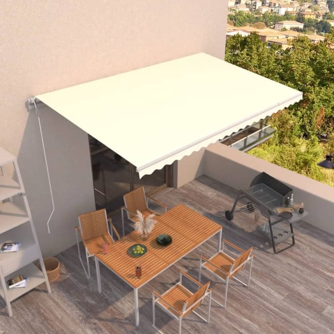 vidaXL - Luifel - automatisch - uittrekbaar - 500x350 - cm - crèmekleurig