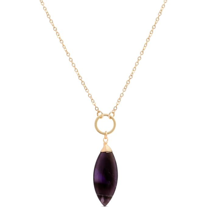 Collier - LUXENTER - Ayom - Plaqué Or Jaune 18 Carats - Améthyste - Violet violet