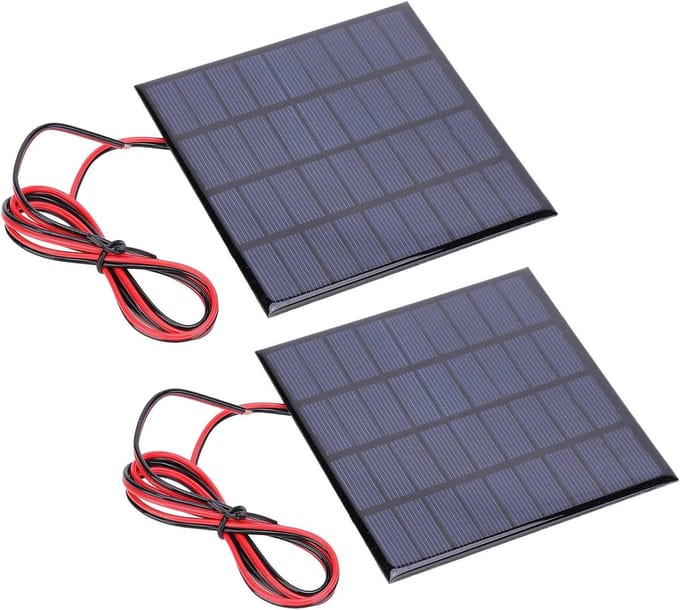 2 Stuks Mini Zonnepanelen DIY DC9V 2W Polysilicium Oplaadmodule met Kabel