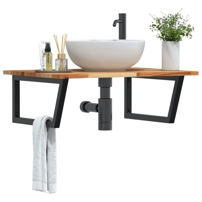 vidaXL - Badkamer - wandschap - staal - en - massief - acaciahout
