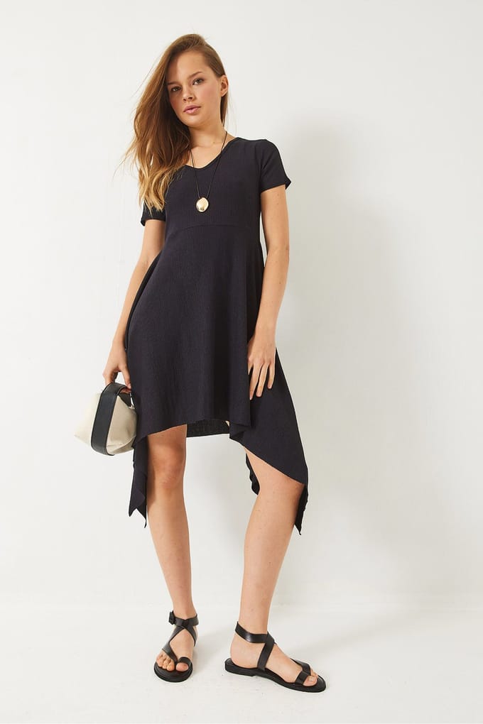 Asymmetrische V-hals Mini-jurk