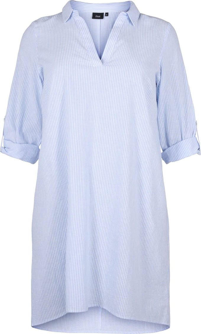 ZIZZI VFLEX, 3/4, ABK DRESS Dames Jurk - Light Blue - Maat XXL (58-60)