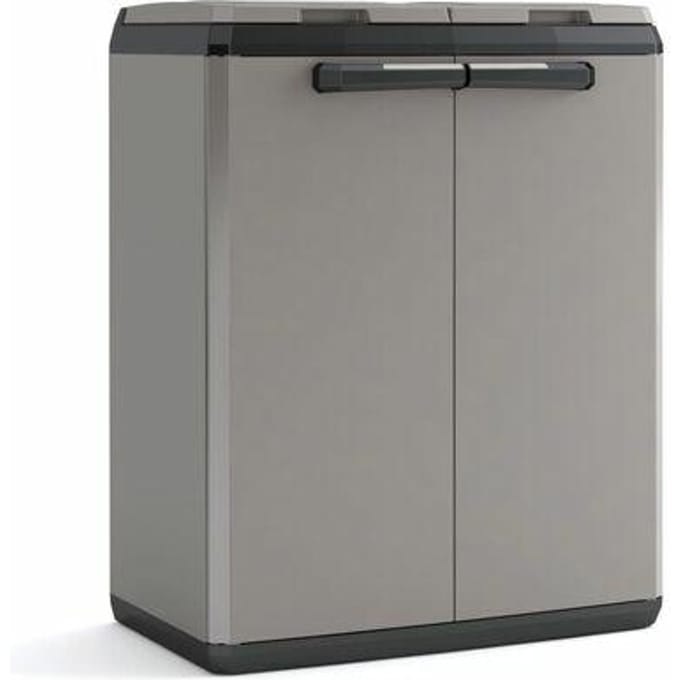 Keter Split Basic Recycling Vuilnisbak voor buiten - 68x39x85 cm - Grijs/Zwart