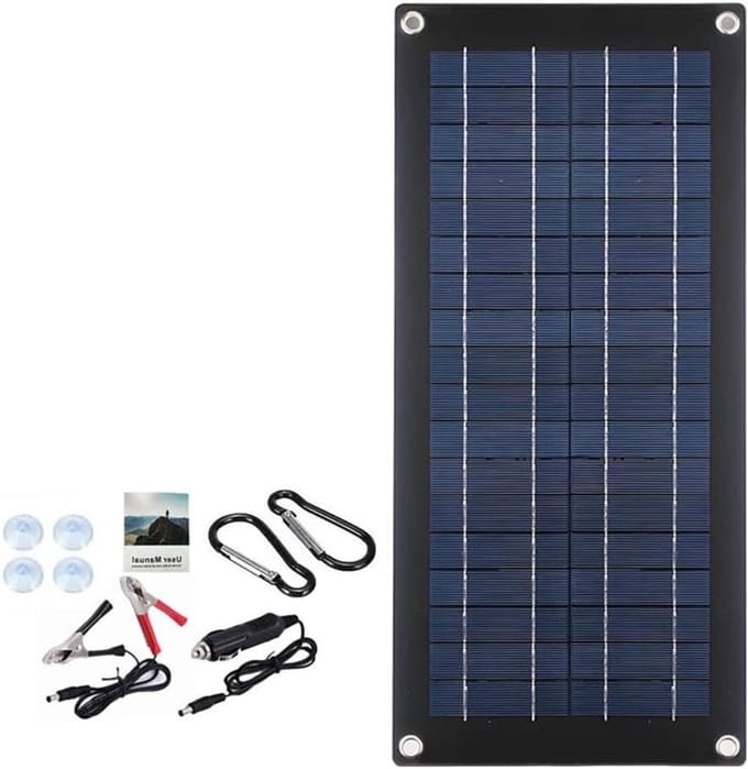 Zonnepaneel - Acculader - Batterij Opladen - Met USB Poorten - 60 Watt - Zwart