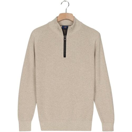Baileys Trui Uni Color Cotton Half Zip Half Cardigan Knit Kitt / male