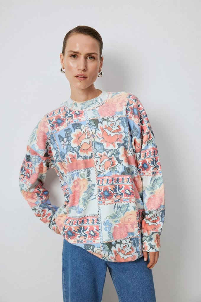 Touché Privé - Gebreide trui met bloemenprint - Meerkleurig - Dames