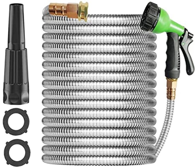 Zware flexibele roestvrijstalen tuinslang 30m - Ideale waterslang voor tuin en buitengebruik