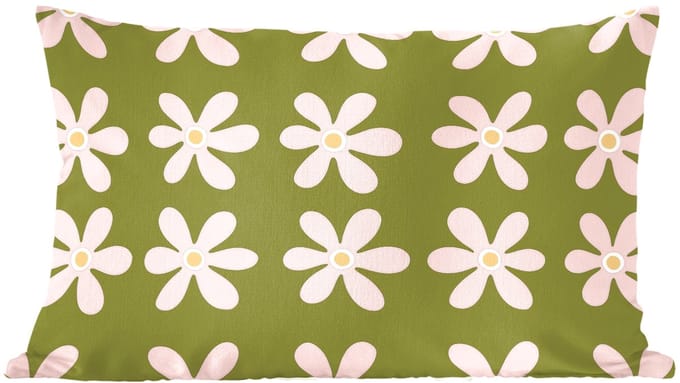Sierkussens - Kussentjes Woonkamer - 50x30 cm - Bloem - Modern - Groen