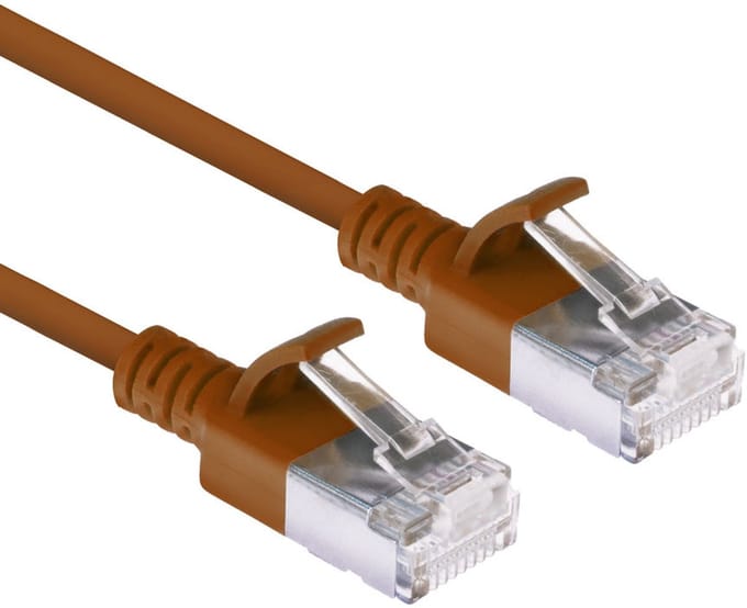 ACT Bruine 0,15 meter LSZH U/FTP CAT6A datacenter slimline patchkabel snagless met RJ45 connectoren