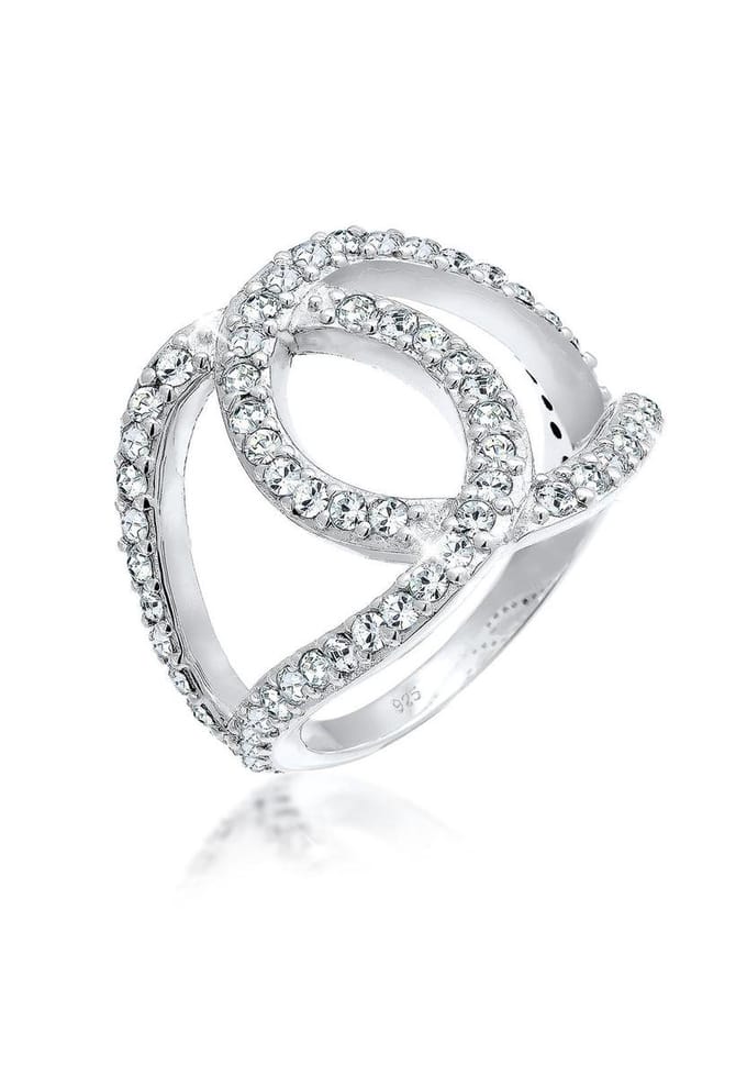 Elli - Ring - Dames knoop met kristallen in 925 sterling zilver - Dames