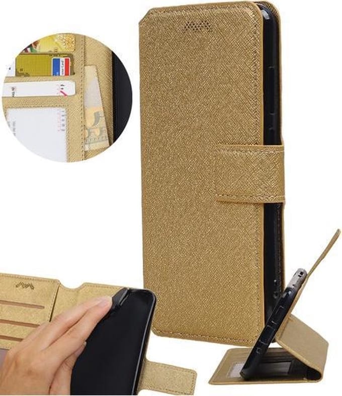 BestCases.nl Goud Huawei Y5 / Y6 2017  TPU wallet case booktype hoesje HM Book