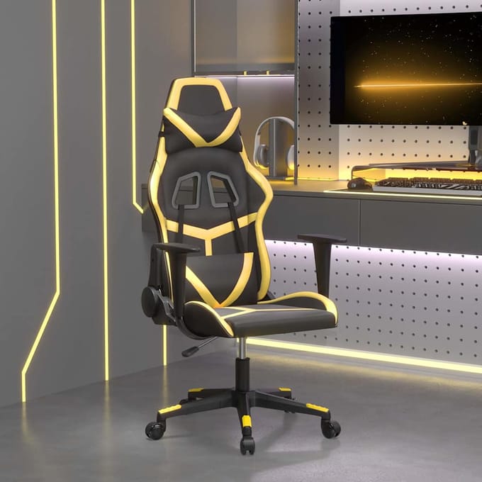 vidaXL - Massage - gamestoel - kunstleer - zwart - en - goudkleurig