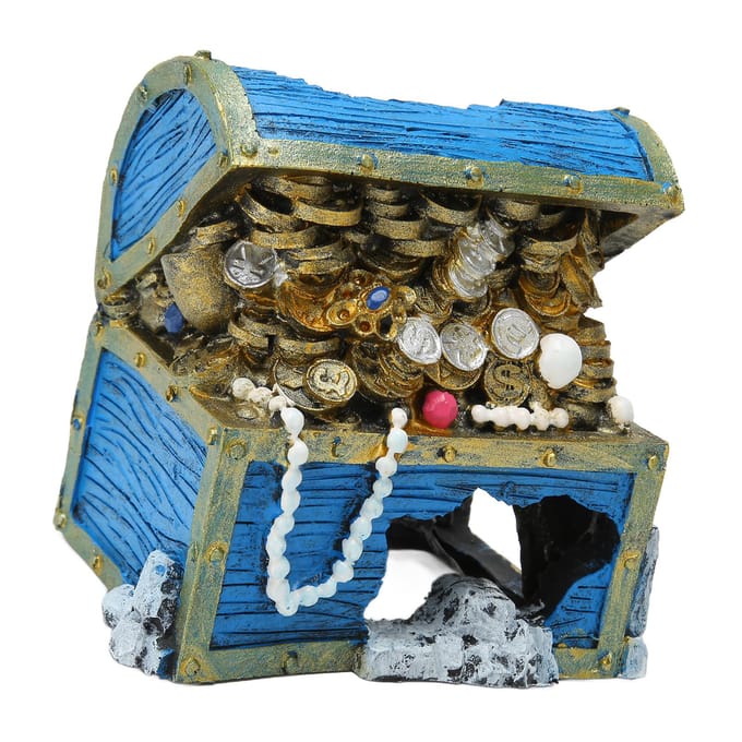 Aquarium Schatkist Ornament Hars Schatkist Doos Schuilplaats voor Aquarium Landschap black