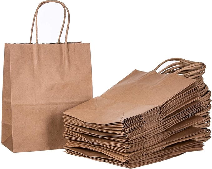 50 Kleine Tasjes van Papier | Formaat 18 + 8 x 22 | Bruin Kraft